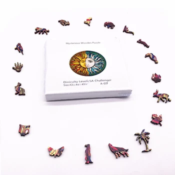 Lesene DIY Puzzle Živali Oblikovan ts Jigsaw Za Odrasle Otroke Lesa DIY Igrača Obrti