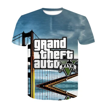 2021 Grand Theft Auto Igro GTA 5 Moške Poletne Majice Kul GTA5 Moški TShirt Pisane 3D Print majica s kratkimi rokavi T Shirt Smešno oblačila