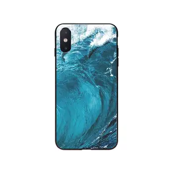 Modro morje Val Mehki Silikonski Črn Telefon, Ohišje Za iPhone SE2 12 11 Pro XS MAX XS XR 8 7 6 Plus 5 5 MP Primeru 12mini