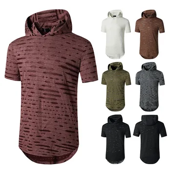Novi T-shirt za moške kratka sleeved luknjo trend svoboden pol-sleeved sočutja moška oblačila