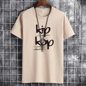 JFUNCY Bombaža Moške Majice Poletje Prevelik T-Shirt Moda Pismo Tiskanje Študent Kratka Sleeved Svoboden Udobno Moški zgornji deli oblačil
