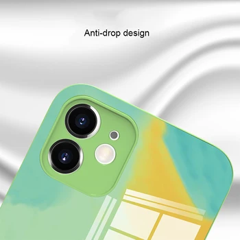 Uradna Barva Stekla Primeru Za iPhone 12 Max Pro Mini 11 Xs XR X 7 8 Plus 9H Težko Kaljeno Mehki Silikonski Telefon Vrečke Coque Fundas