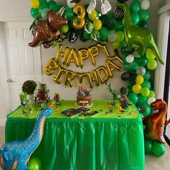 144pcs Dinozaver Temo Stranki Balon Garland Kit Happy Birthday Pismo Balon Fantje divji Rojstni Okraski Otroci