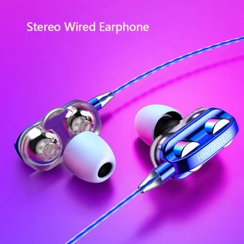 6D V Uho Stereo Visoko Bas Slušalke za V Uho 3,5 MM Žične Slušalke Kovinski HI-fi Slušalke Z MIKROFONOM Za Xiaomi Samsung Telefonov Huawei