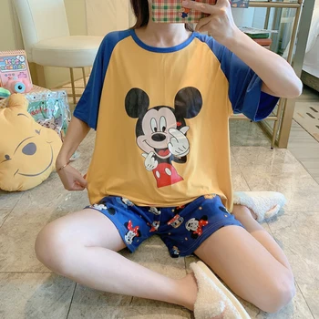 Disney Poletje Ženske Pižame Določa Mickey Mouse Moda Risanka Serija Tiskanja Kratek Sleepwear Srčkan Prosti čas Žensk Doma More