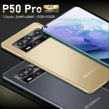2021 Globalni Različici P50 Pro 5G 7.3 Inch Android 10.0 Waterdrop HD Zaslon, mobilni telefon Mobilni Telefon 5600mAh 12GB 512GB Pametni telefon