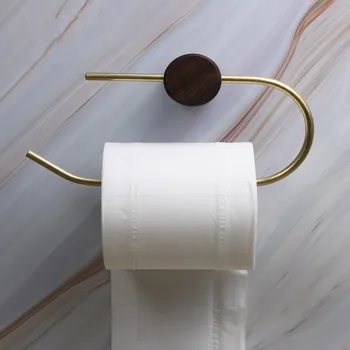Medenina Toaletni Papir Držalo za Lesene Brisačo WC Kuhinja Papir Roll Imetnik Kopalniške Opreme Zlato