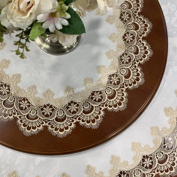 Evropski Okrogel prt svetlobno razkošje čipke tabela kritje Jedilno mizo mat retro luksuzni visoko kakovostni beli restavracija namizni prt