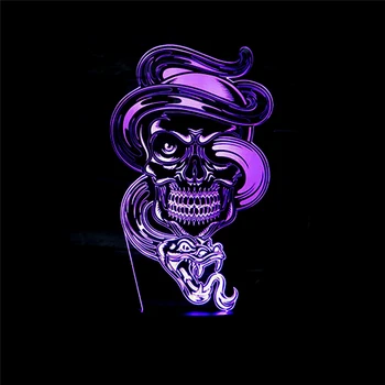 Duh 3D Lučka Skull Glave 3D Hologram Iluzijo Edinstveno Lučka Multicolor Luminaria Lava Svetilka 7 Barv Spreminjanje Lampara Za Otroke Darilo