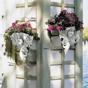 Francoski Dekle Steno Kiparstvo na Prostem Cvetlični lonček Obrti Kiparstvo Wall-mounted Vaza Dekle Kip Vaza Koridor Vrt Dekor