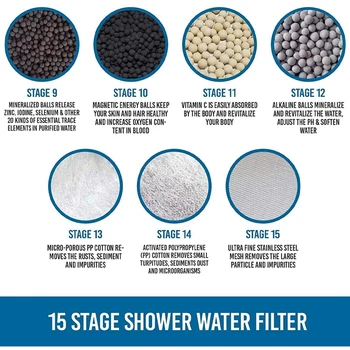 3 Paket 15 Fazi Univerzalno Tušem Vložki Filter Vode Odstrani Klor, Mikroorganizmi, Trda Voda
