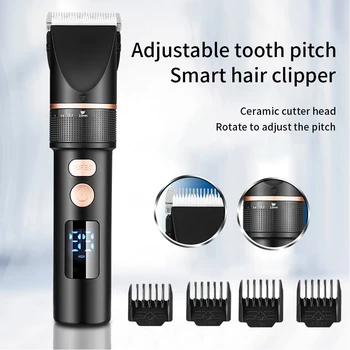 2021 Električni Sušilnik Clipper Polnilna Hair Trimmer Titana Keramično Rezilo Salon Moških LCD Zaslon, Rezanje Lase Pralni Barber