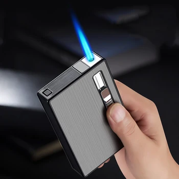 NOVO Nenavadno Prenosni Cigaret Primeru Lažji 20pcs Cigaret Imetnik Nepremočljiva Box USB za Polnjenje Električni Vžigalnik