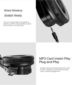 Moda Nove Brezžične Slušalke Bluetooth Igralec Športne Slušalke z Mikrofonom SD Slušalke za iPhone Xiaomi Čepkov Nad Uho