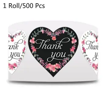 500pcs Cvetlični Hvala Nalepke Srca v Obliki Pečat za Majhna Trgovina Poroko Peko Pisemske Ovojnice Etikete