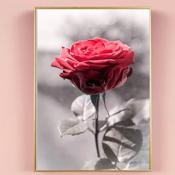 Sodoben Nordijski Rdeče Rose Cvet Plakatov Platno Stensko Slikarstvo Umetnost Plakatov in Fotografij Cuadros Stenskih slikah, za dnevno Sobo
