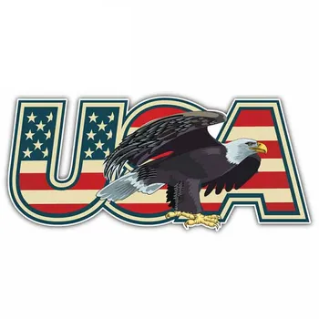 For USA Flag Eagle Logo Car Sticker Windshield Bumper Motorcycle Decal Vinyl Cover Scratches Waterproof 13x6cm