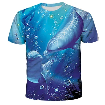 Boys Girls Srčkan Dolphin Vzorec 3D Natisnjeni T-shirt Zabavno Obleke Poletje Vrhovi Otroška Oblačila 2020 Nova