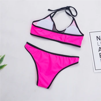 2021 Nove Seksi Očesa Mozaik Kopalke Ženske Barva Plažo Backless Povodcem Kopalke S-XL Dekle Visoko Pasu Mikro Bikini Komplet