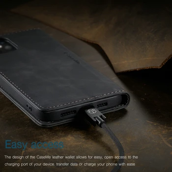 CaseMe Primeru Za iPhone 11 12 mini Retro Denarnice Pokrov Kartice Letnik ovitek Za iPhone SE20 7 8 Plus XS 12 Pro Max Usnjena torbica