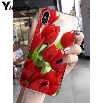 Yinuoda Rdeča Modra Pomlad Tulipanov cvet Mehki Silikonski Primeru Telefon za iPhone 8 7 6 6S Plus X XS MAX 5 5S SE XR 10 Fundas Capa