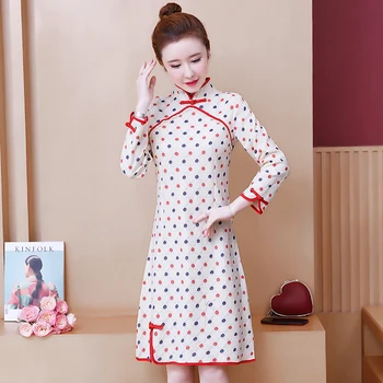 ženska cheongsam Elegantno Vintage obleko plus velikost S-5XL maščobe XXXL 3XL XXXXL 4XL 100 KG ženska nositi Kitajski slim stranka obleko oblačila
