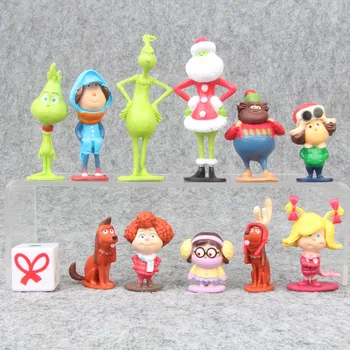 12Pcs/Set Grinch Akcijska Figura, Igrače, Kako Je Grinch Ukradel Božič Grinch Max Pes, Risanka PVC Model Lutka 4-9 cm Za Fante Darila