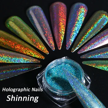 Holografski v Prahu za Nohte Laser Silver Glitter Chrome Laki v Prahu DIP Lepljiv Gel lak Kosmičev za Manikuro Pigment CH1028-3