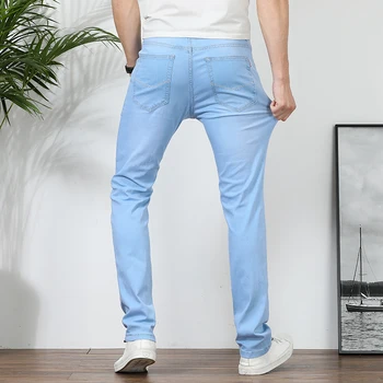 2021 Sončni Svetlobi Nove Modne Moške Jeans Priložnostne Stretch Slim Kavbojke Poslovnih Hlače Tanke Hlače Polne Barve, Plus Velikost 36 38 40