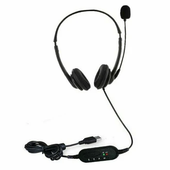 Žične Slušalke-USB Slušalke HD Glasovni Klic Anti Hrupa Nastavljiv z Mikrofonom Mehko zatakne ob slušalko Lahka Teža za Prenosni RAČUNALNIK Competer