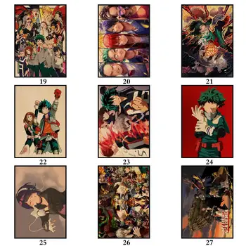 40 Modelov Anime Moj Junak Univerzami Kraftpaper Plakat Risanka Slikarstvo Povzetek Fancy Stenske Nalepke za Coffee House Bar 2