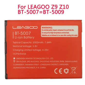Prvotne Visoke Kakovosti Baterija 2000mAh Za LEAGOO Z9 Z10 BT-5007&BT-5009 Batterie Batteria