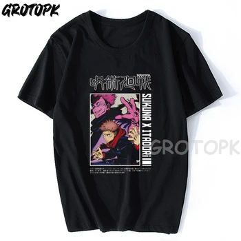 Japonske Anime Harajuku Moške Tshirt Jujutsu Kaisen Yuji Itadori Natisnjeni Unisex Kratek Rokav T Shirt Priložnostne Ulične T-shirt Moški