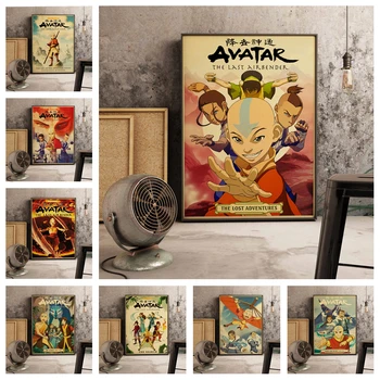 Akcijski Anime TV Avatar The Last Airbender Kakovosti Platno Plakat Retro Slikarstvo Bar Otroci Soba Živi Zid Umetnosti Doma Dekor Sliko