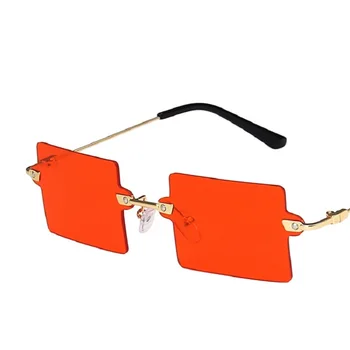 Rimless Sončna Očala Ženske 2021 Moda Pravokotnik Glassess Oblikovalec Očala Vintage Retro Sončna Očala Oculos De Sol Odtenki Fo Moški
