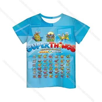 Poletje Otrok Superthings Moč Stroji T-shirt Otroci 3D Superzings 7 T Srajce Fantje Dekleta Teens Malčka Risank Anime Tee Vrhovi