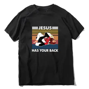 Envmenst bombaž majica JIU JITSU Jezus Je Svoje Backfunny natisni t-srajce za Moške Bombaža, kratek rokav priložnostne o-vrat vrhovi XS-3XL