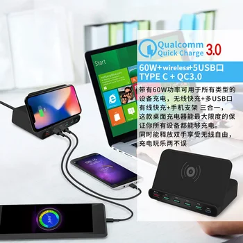 Qi Brezžični Polnilnik Več Vrata USB za Hitro Polnjenje Tip C Hitro Polnjenje Za iPhone X Huawei Samsung Nexus Xiaomi USB-C Adapter