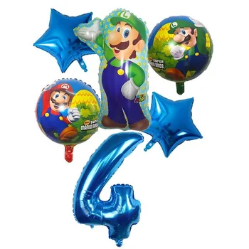 6pcs Super Mario Baloni Otrok rojstni dan dekoracijo Risanke Mario Luigi Bros Mylar Igra Temo Otroci Igrače Stranka Dobave