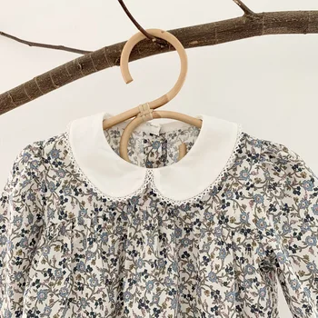 Dekleta Bluzo 2021 Pomlad korejskem Slogu Cvetlični Dolg Rokav Vrh Malčka Dekle Oblačila Jeseni Bluze 1-7Y