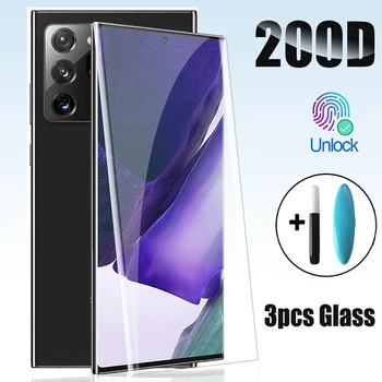 3PCS UV Kaljeno Steklo Za Samsung Galaxy S8 S9 S10 S20 Plus Ultra Liquid Screen Protector For Samsung Opomba 8 9 10 20 Ultra 5G