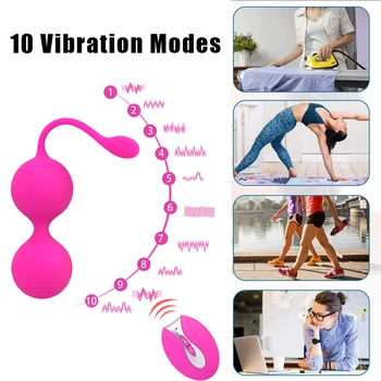 Keglove Vaginalne Žogo Brezžični Nadzor G Spot Vibrator 10 Hitrosti Zategnite Ben Wa Kroglice Vagina Mišice Trener Sex Igrača za Ženske