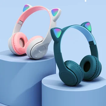 Bluetooth Slušalke Mačje Uho Brezžični LED Luči Mobilne Telefone Slušalke Stereo Glasbe, Slušalke Dekle Hči Slušalke Z Mikrofonom