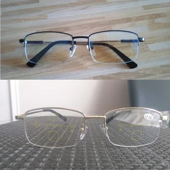 Moški Multifokalna Anti Modra Svetloba Presbyopic Očala Iz Titana Pol Okvir Kovinske Zlitine Ženske Postopno Obravnavi Očala