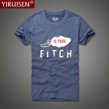 Moda Vezenje YiRuiSen moška T-Shirt Bombaž Pismo Vzorec Vrh Tees Letnik Poletni Priložnostne Visoko Kakovost Moški Vrh Tees