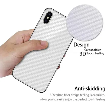 3D Ogljikovih Vlaken Nazaj Zaščitnik Zaslon Za iPhone 11 Max Pro XS Max XR X 7 8 6 6S Plus Polno Kritje Nalepke Film Za iPhone SE 2020