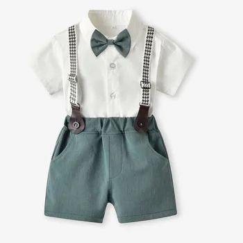 2021 Pomlad Poletje Novo Otrok Gospoda, Obleko Korejski Kratek Sleeve Majica Fashion Trak Hlače Dva Kosa Obleko Hlače Priložnostno Plašč