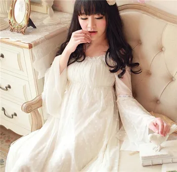 Vintage sleepwear Modal oblog nightgown Princesa design nightgown dolge čipke nightdress