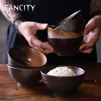 FANCITY Retro Japonski jesti skledo riža skledo gospodinjski odrasle osebnosti ustvarjalne solata sladica skledo majhne juha skledo keramični zavihek
