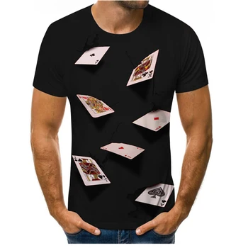 Poletje Vroče Prodaje 3DT Majica Igra Poker Graphic T-shirt za Moške Priložnostne Moda Natisnjeni Vzorec Harajuku T-shirt Kratek Rokav